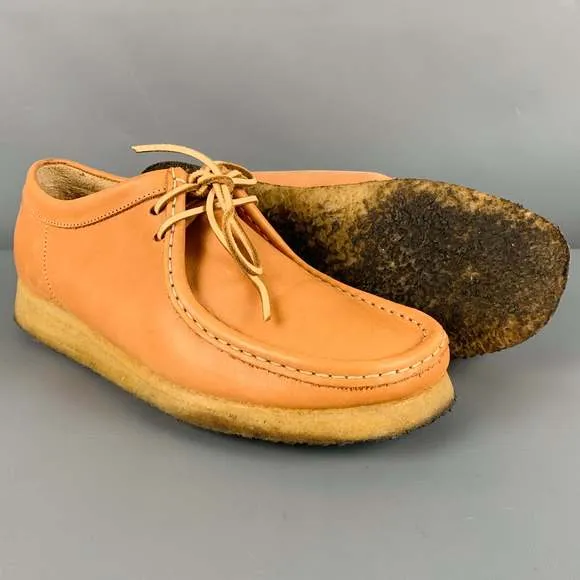 CLARKS Tan Leather Moccasin Lace-Up Shoes