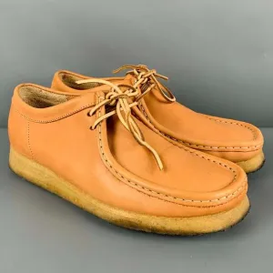 CLARKS Tan Leather Moccasin Lace-Up Shoes