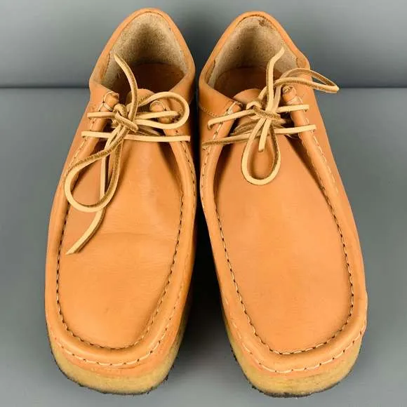 CLARKS Tan Leather Moccasin Lace-Up Shoes