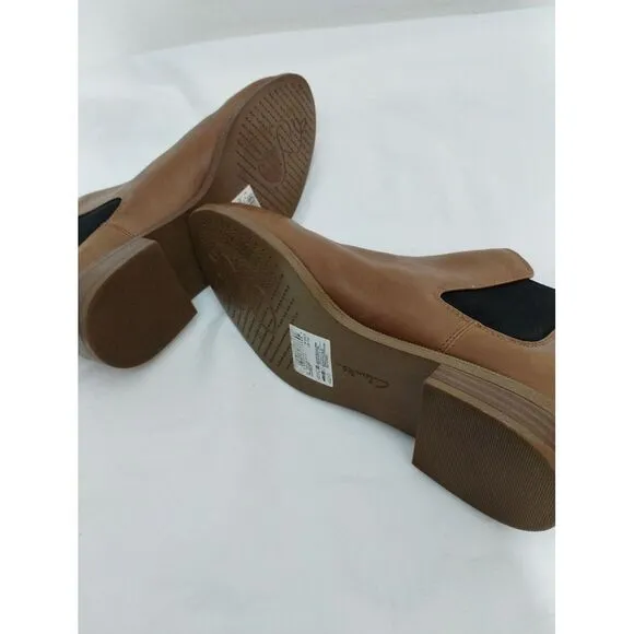 Clarks Women's Taylor Shine Classic Leather Pull On‎ Chelsea Boots Size 7 Tan