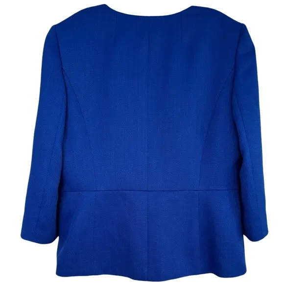 Classic Blazer Professional Power Suit Jacket Zip Up Round Vneck Blue Size 16