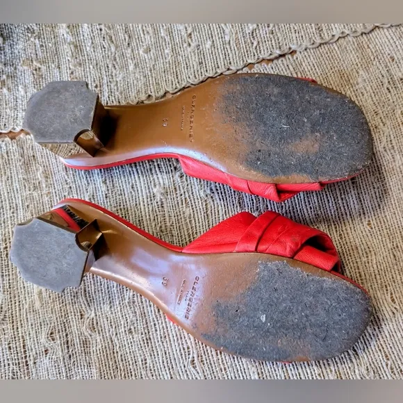 Clergerie Lendy Ruched Leather Slides in Red