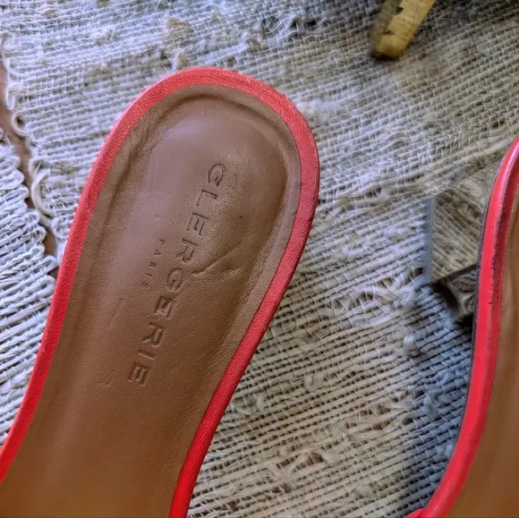 Clergerie Lendy Ruched Leather Slides in Red