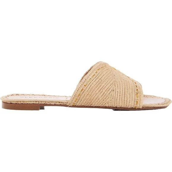 Clergerie Paris Womens Ineni Beige Woven Manmade Slide Sandals New
