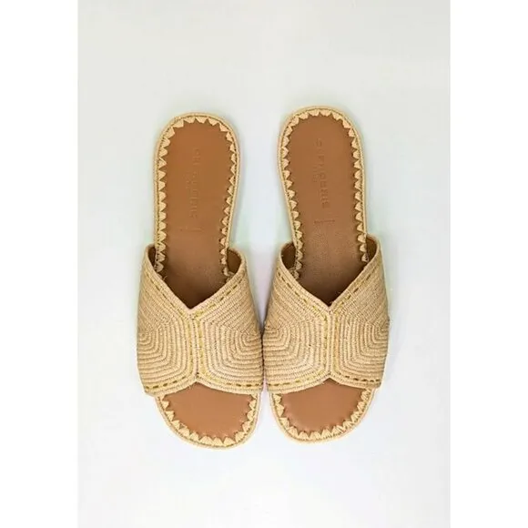 Clergerie Women's Ineni Woven Slide Sandals in Paille Naturel Size 9.5 MSRP $375