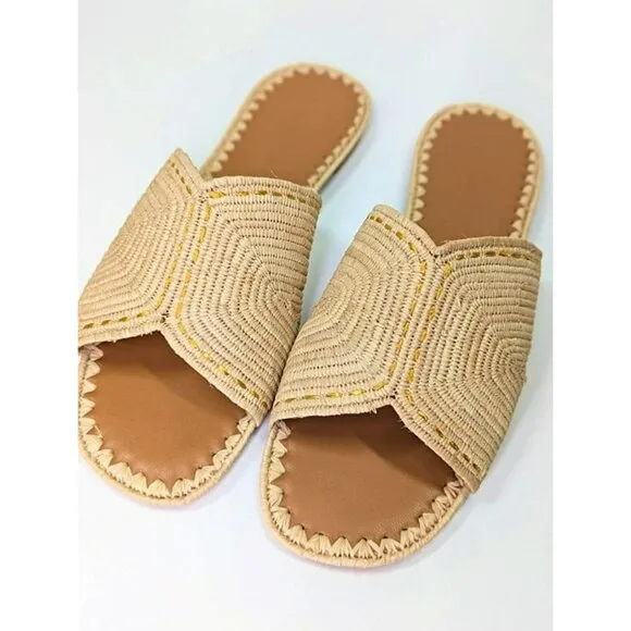 Clergerie Women's Ineni Woven Slide Sandals in Paille Naturel Size 9.5 MSRP $375