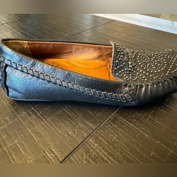 COACH Black Leather Studded Moccasin Loafer Shoes SZ 5.5