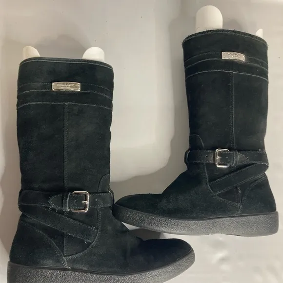 Coach black suede boots 7/8