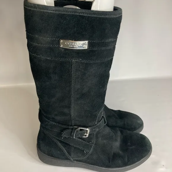 Coach black suede boots 7/8