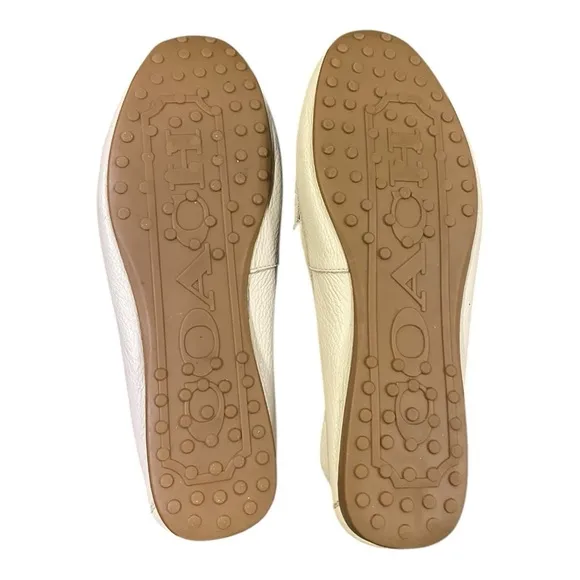 COACH NEW YORK FREDRICA CREAM PEBBLED LEATHER SLIP ON LOAFER DRIVING SHOES 9.5