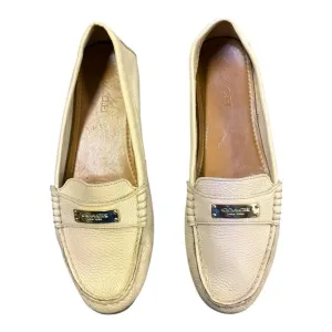 COACH NEW YORK FREDRICA CREAM PEBBLED LEATHER SLIP ON LOAFER DRIVING SHOES 9.5