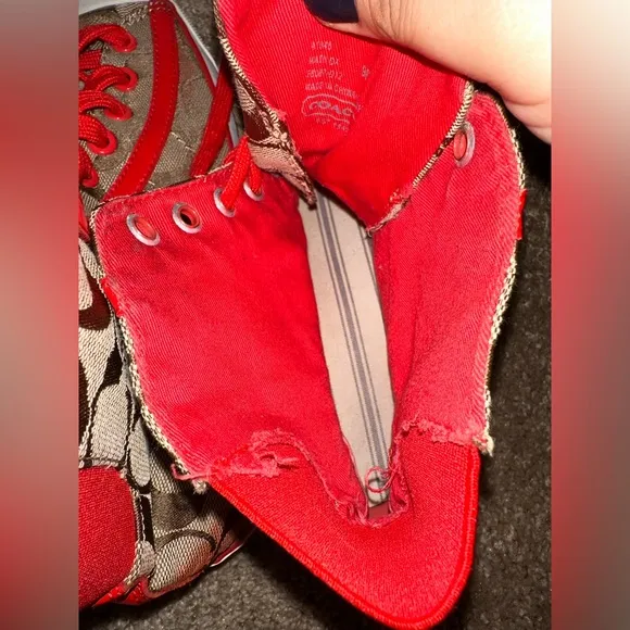 Coach New York High Tops Shoes Sneakers Red Tan