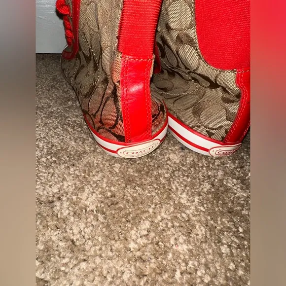 Coach New York High Tops Shoes Sneakers Red Tan