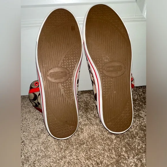 Coach New York High Tops Shoes Sneakers Red Tan