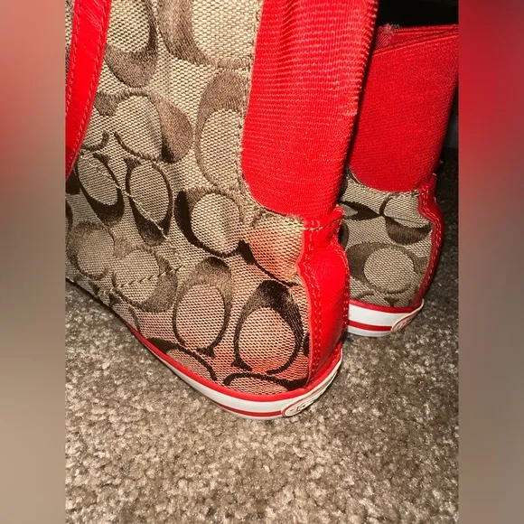 Coach New York High Tops Shoes Sneakers Red Tan