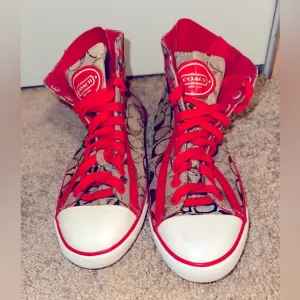 Coach New York High Tops Shoes Sneakers Red Tan