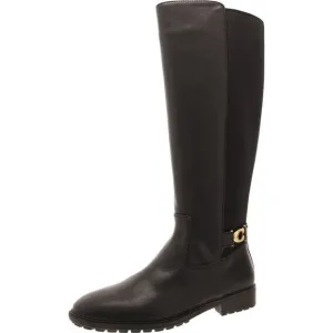 Coach Womens Faith Black Faux Leather Tall Zipper Knee-High Boots Shoes New
