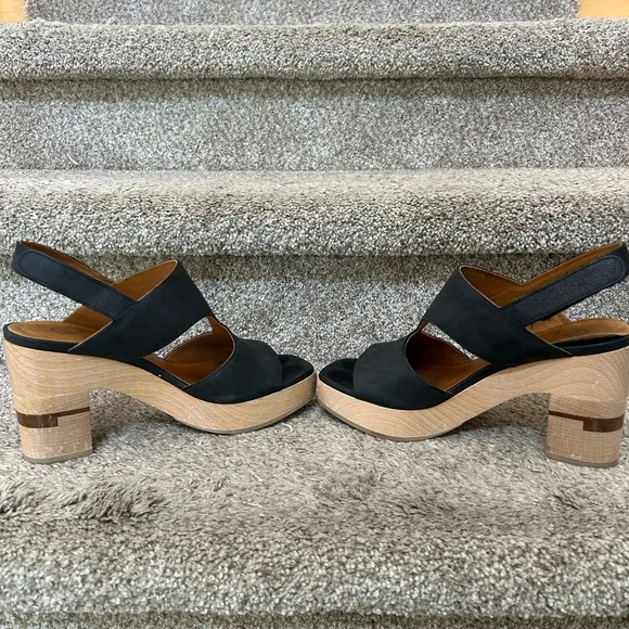 Cocolico Varick platform sandals. Leather and wood. Limited puzzle wood series