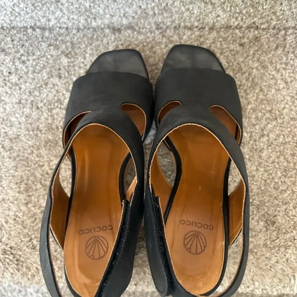 Cocolico Varick platform sandals. Leather and wood. Limited puzzle wood series