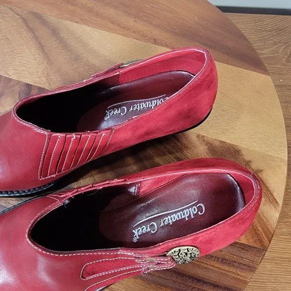Coldwater Creek Red Leather  Western Ankle Boots Size 8 Women's Cowboy Cowgirl