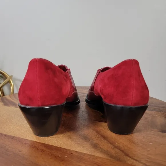Coldwater Creek Red Leather  Western Ankle Boots Size 8 Women's Cowboy Cowgirl