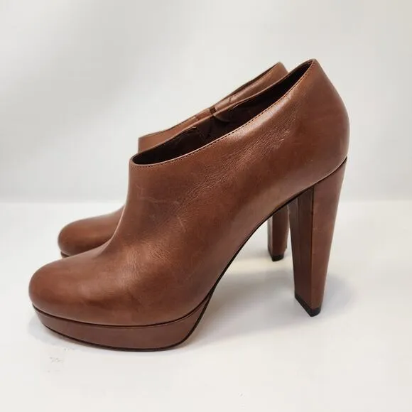 Cole Haan Air Brown Tan Leather Ankle Bootie Size 8.5B Platform Slip On Heel