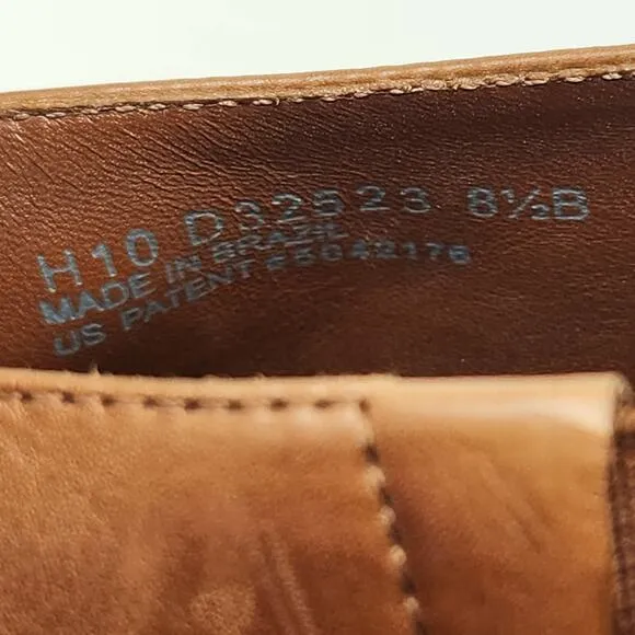 Cole Haan Air Brown Tan Leather Ankle Bootie Size 8.5B Platform Slip On Heel