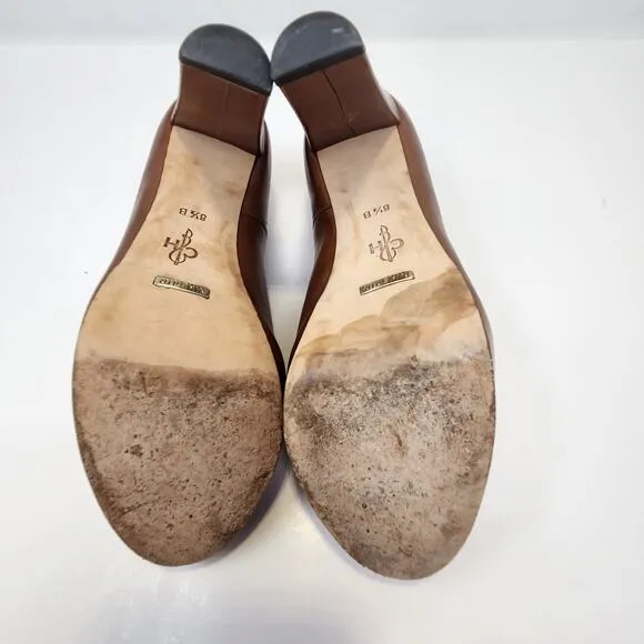 Cole Haan Air Brown Tan Leather Ankle Bootie Size 8.5B Platform Slip On Heel