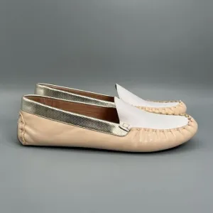 Cole Haan Evelyn Driver Women's 10 B Ivory Embossed Leather Loafer Slip-On Flat