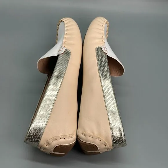 Cole Haan Evelyn Driver Women's 10 B Ivory Embossed Leather Loafer Slip-On Flat