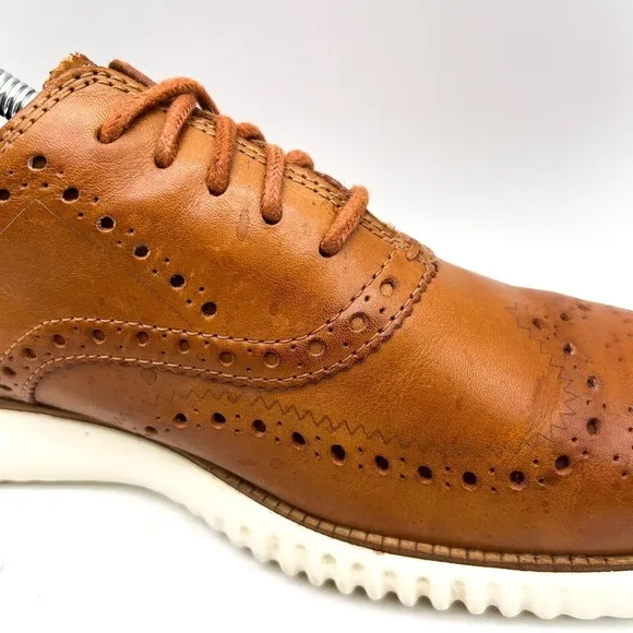 COLE HAAN Grand OS  Men's 9.5 M Wingtip Oxford Shoes Brown Leather Loafer C31532
