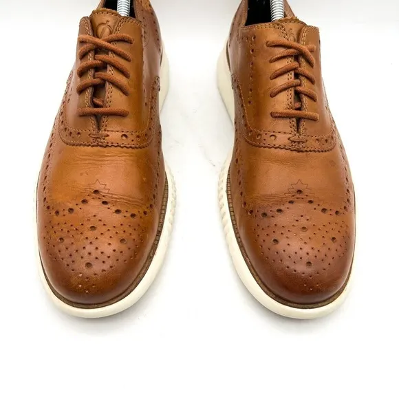 COLE HAAN Grand OS  Men's 9.5 M Wingtip Oxford Shoes Brown Leather Loafer C31532