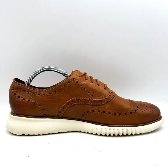 COLE HAAN Grand OS  Men's 9.5 M Wingtip Oxford Shoes Brown Leather Loafer C31532