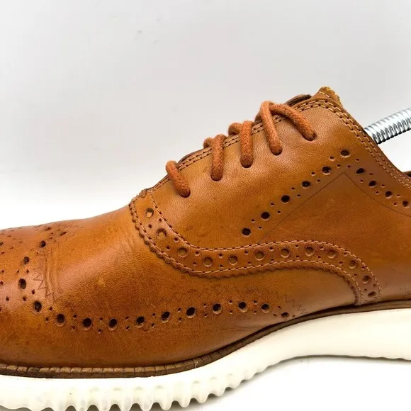 COLE HAAN Grand OS  Men's 9.5 M Wingtip Oxford Shoes Brown Leather Loafer C31532