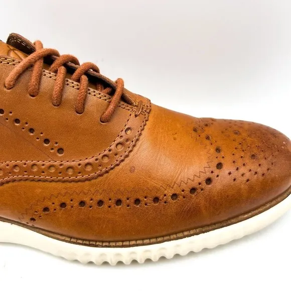 COLE HAAN Grand OS  Men's 9.5 M Wingtip Oxford Shoes Brown Leather Loafer C31532