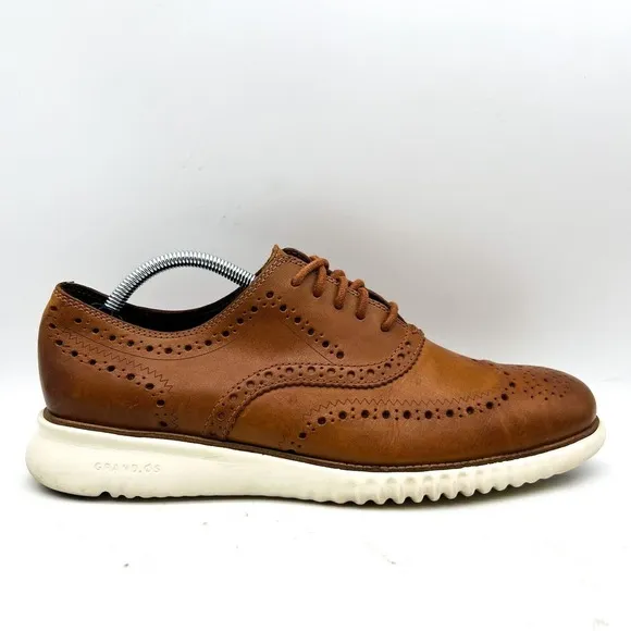 COLE HAAN Grand OS  Men's 9.5 M Wingtip Oxford Shoes Brown Leather Loafer C31532