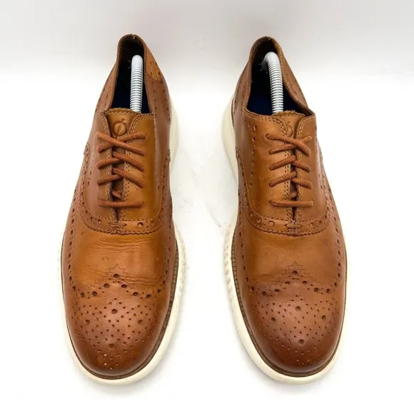 COLE HAAN Grand OS  Men's 9.5 M Wingtip Oxford Shoes Brown Leather Loafer C31532