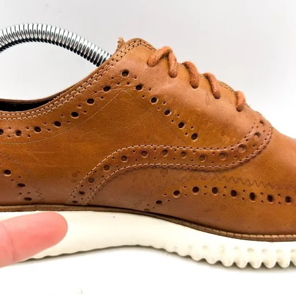 COLE HAAN Grand OS  Men's 9.5 M Wingtip Oxford Shoes Brown Leather Loafer C31532