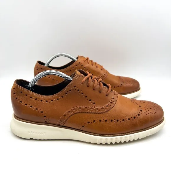 COLE HAAN Grand OS  Men's 9.5 M Wingtip Oxford Shoes Brown Leather Loafer C31532
