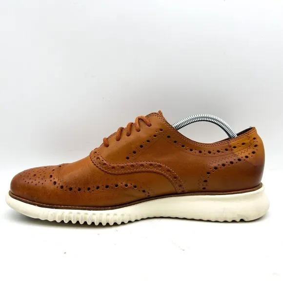 COLE HAAN Grand OS  Men's 9.5 M Wingtip Oxford Shoes Brown Leather Loafer C31532