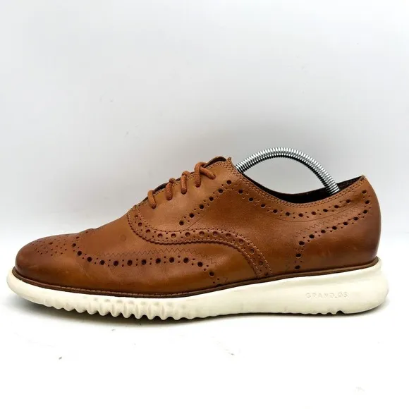 COLE HAAN Grand OS  Men's 9.5 M Wingtip Oxford Shoes Brown Leather Loafer C31532