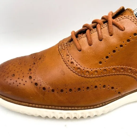 COLE HAAN Grand OS  Men's 9.5 M Wingtip Oxford Shoes Brown Leather Loafer C31532