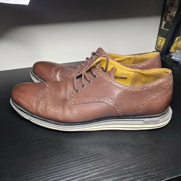 Cole Haan OriginalGrand Wingtip Oxford Shoes Brown Leather C31546 Mens Size 13