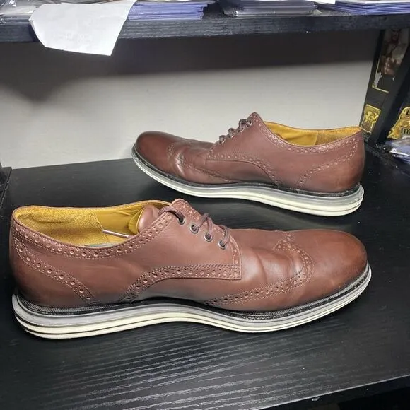 Cole Haan OriginalGrand Wingtip Oxford Shoes Brown Leather C31546 Mens Size 13