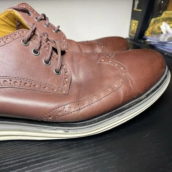 Cole Haan OriginalGrand Wingtip Oxford Shoes Brown Leather C31546 Mens Size 13