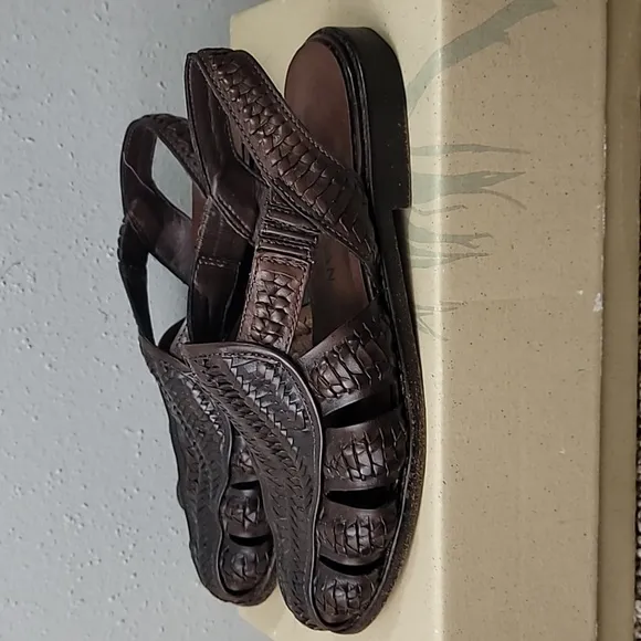 Cole Haan Resort Brown Huarache Woven Leather Flats Sandals Womens Sz 6