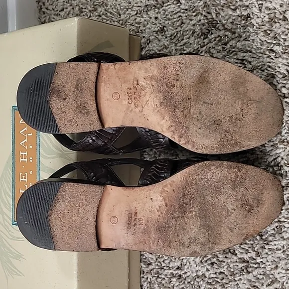 Cole Haan Resort Brown Huarache Woven Leather Flats Sandals Womens Sz 6