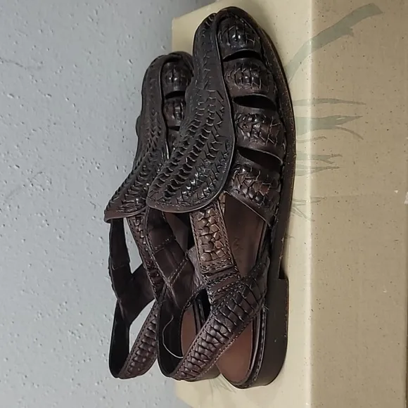 Cole Haan Resort Brown Huarache Woven Leather Flats Sandals Womens Sz 6
