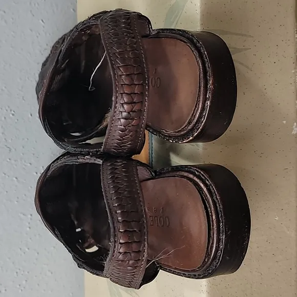 Cole Haan Resort Brown Huarache Woven Leather Flats Sandals Womens Sz 6
