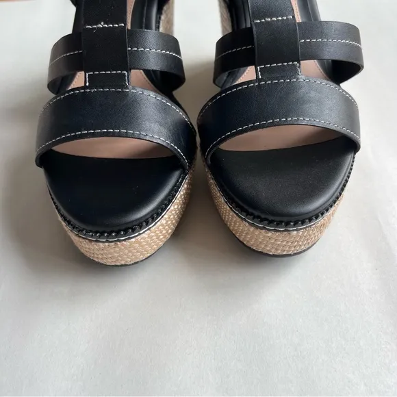 COLE HAAN Womens Black Platform Cloudfeel Wedge Espadrille Shoes 10B​